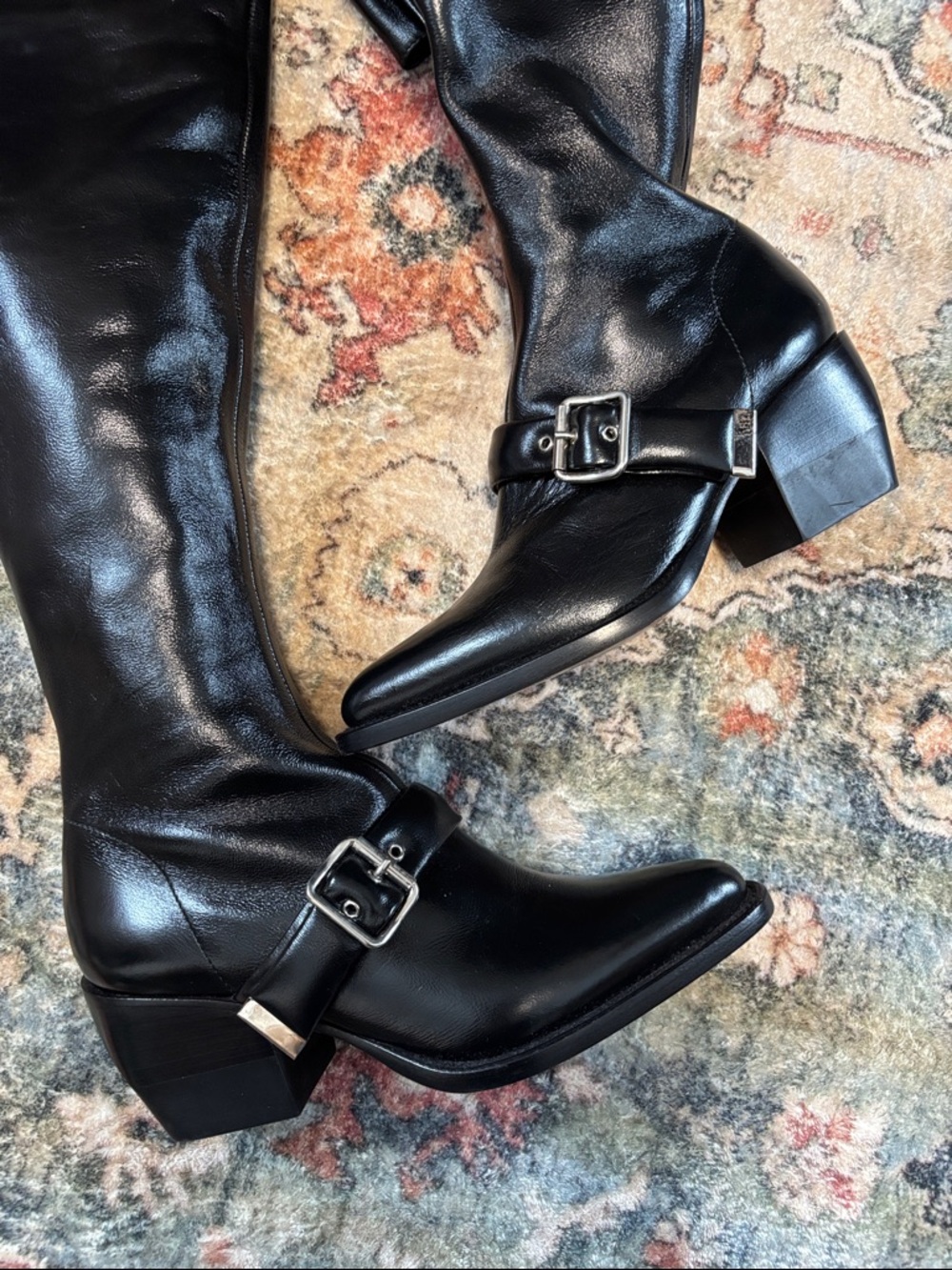 Chloe Black Rylee Leather Over-the-Knee Buckle Boots - Picture 3 of 5